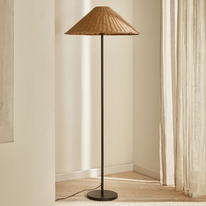 Kave Home Vloerlamp Urania 154cm, Rotan - Naturel