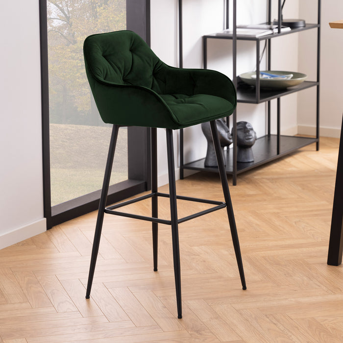 Bendt Barkruk Loren Velvet - Forest Green (zithoogte 79cm)