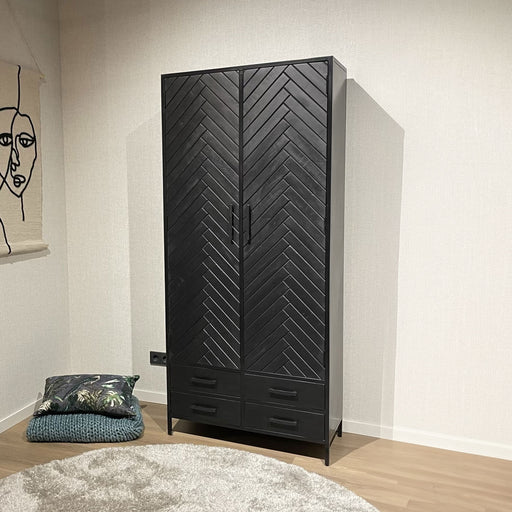 Livingfurn Opbergkast York Mangohout, 200 x 90cm - Zwart