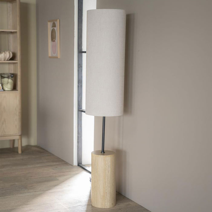 By-Boo Vloerlamp Amara Travertin en Linnen, 145cm - Natuurlijk