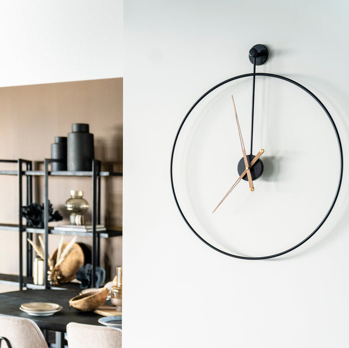 By-Boo Wandklok Sundial 70cm - Zwart - Rond