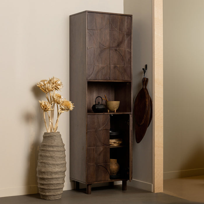 BePureHome Opbergkast Draw Mangohout, 200 x 60cm - Walnoot - Japandi