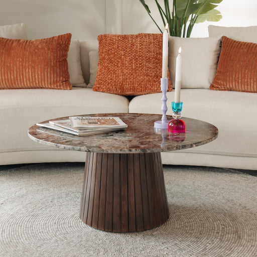 Livingfurn Ronde Salontafel Emperador Marmer, 80cm - Bruin