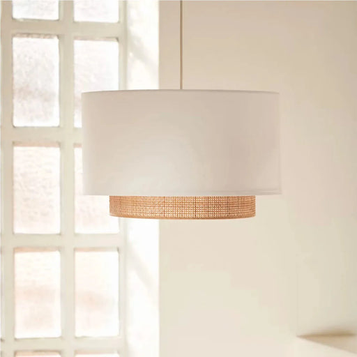 Kave Home Hanglamp 'Erna' Bamboe en stof