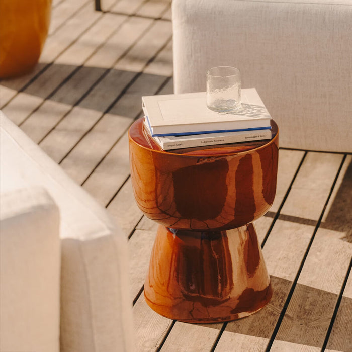 Kave Home Ronde Bijzettafel Mesquida Keramiek, 36cm - Terracotta