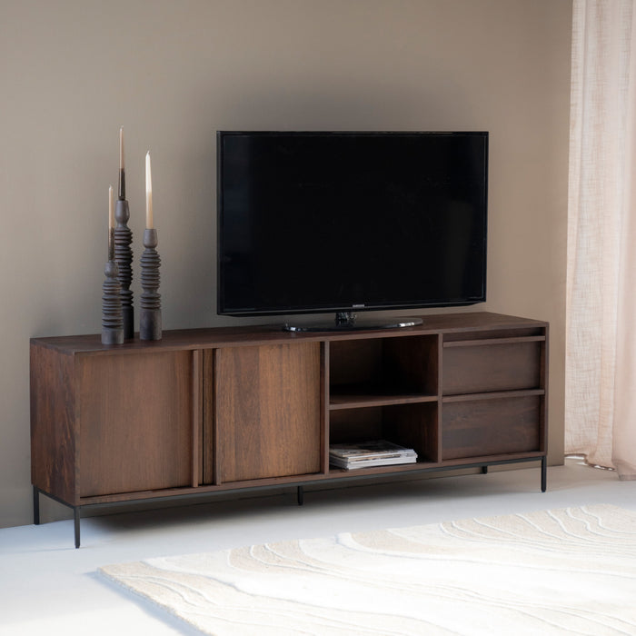 Eleonora TV-meubel Jimmy Mangohout en Metaal, 180cm - Bruin - Japandi