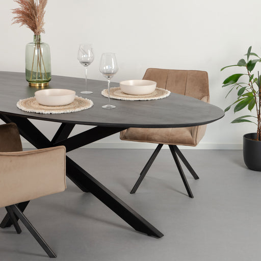 LivingFurn Ovale Eettafel Oslo Mangohout en staal - Zwart, 180 x 90cm - Ovaal