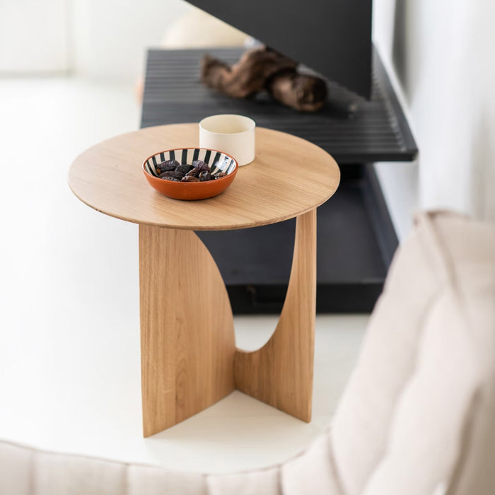 Ethnicraft Ronde Bijzettafel Geometric Gevernist Hout, 51cm