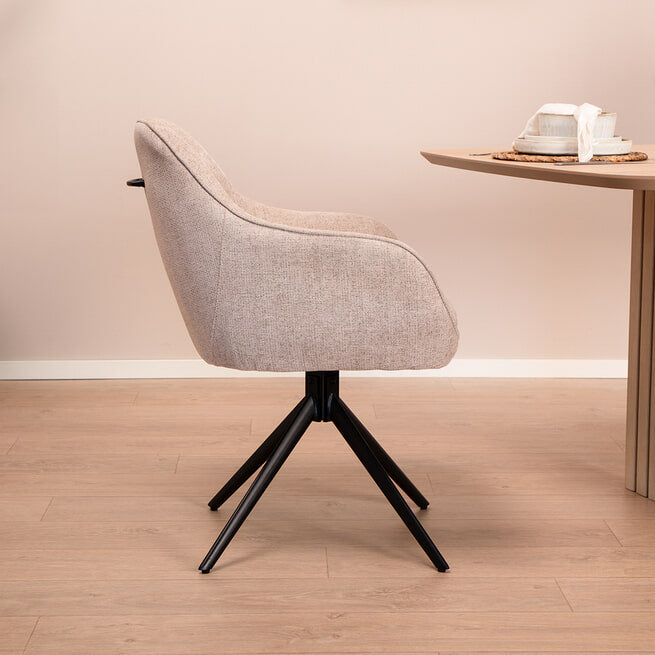 Livingfurn Draaibare Eetkamerstoel 'Thomas' Stof - ThatLyfeStyle