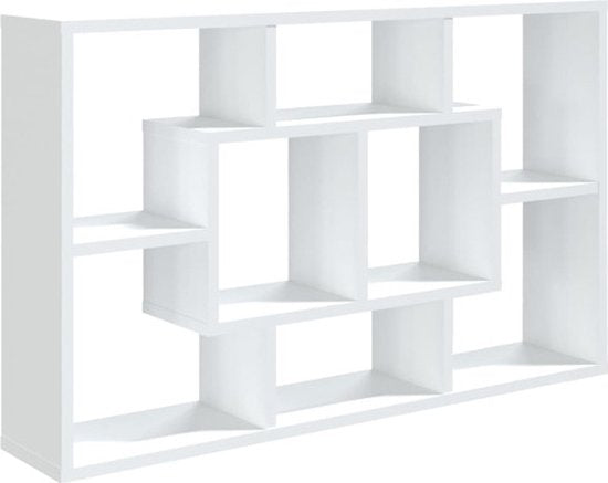 vidaXL - Wandschap - 85x16x52,5 - cm - bewerkt - hout - wit - ThatLyfeStyle