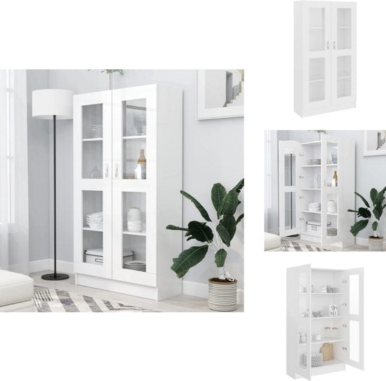 vidaXL Vitrinekast Hout Wit 82,5x30,5x150 cm - ThatLyfeStyle