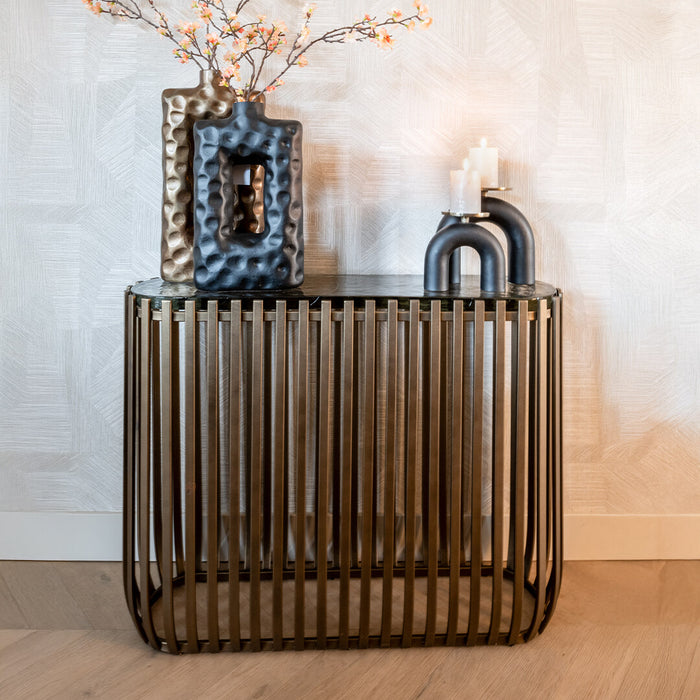 Richmond Sidetable Volante Glas, 100cm - Goud