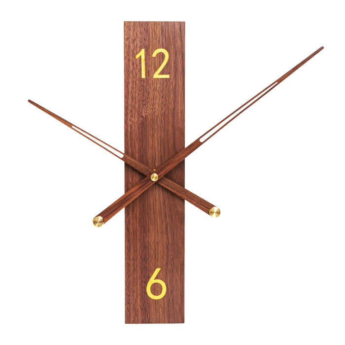 QUVIO Rechthoekige wandklok - 40cm - Hout - Donkerbruin