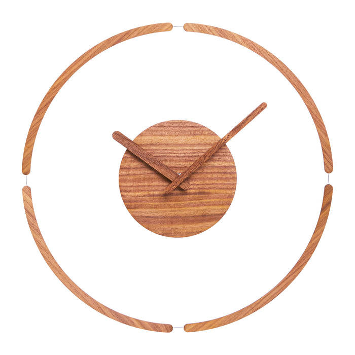 QUVIO Grote wandklok - 35cm - Hout - Plexiglas - Donkerbruin
