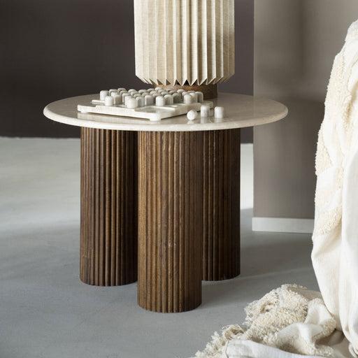 Eleonora Ronde Bijzettafel Xavi Marmer, 60cm - Bruin