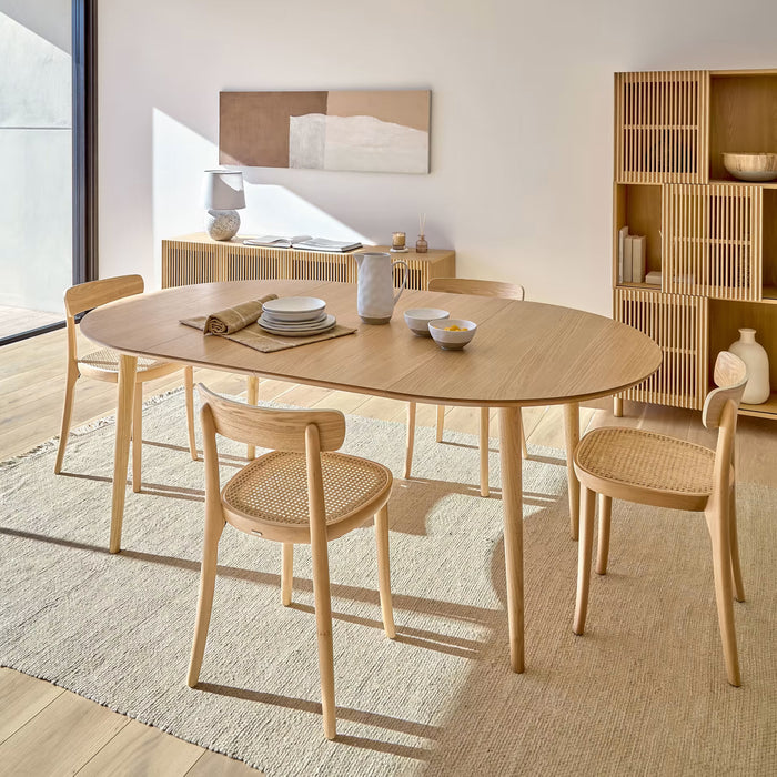 Kave Home Uitschuifbare Ronde Eettafel Oqui 120 - 200 x 120cm - Eiken Naturel - Japandi
