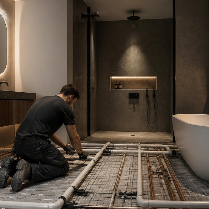Leidingwerk in de badkamer
