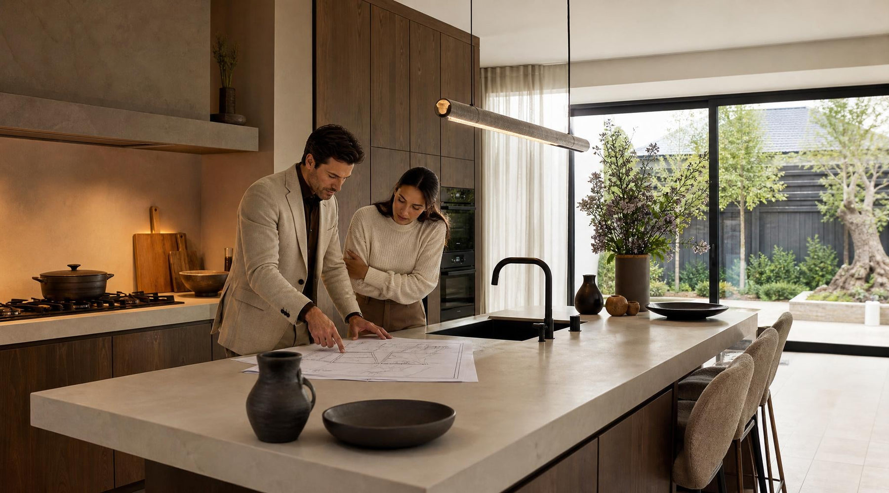 Moderne keuken op maat ontworpen aan huis met kookeiland, maatwerk kasten en slimme indeling