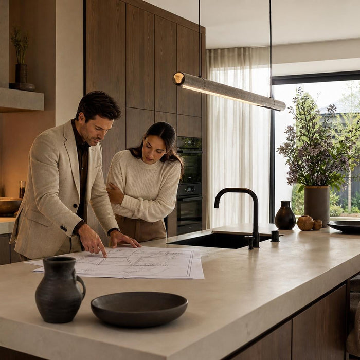Moderne keuken op maat ontworpen aan huis met kookeiland, maatwerk kasten en slimme indeling