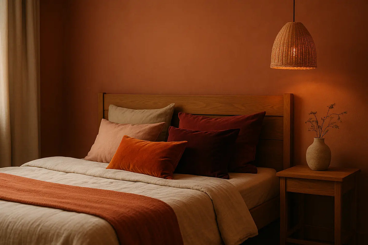 Warme kleuren voor slaapkamer — ideeën, paletten en praktische tips, image size:1199x799