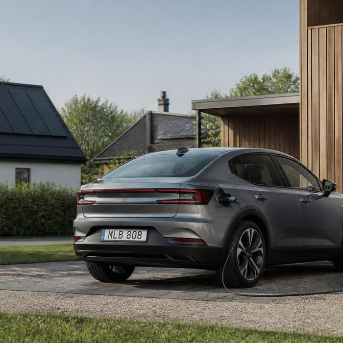 elektrische auto laadt thuis op aan laadpaal op eigen oprit