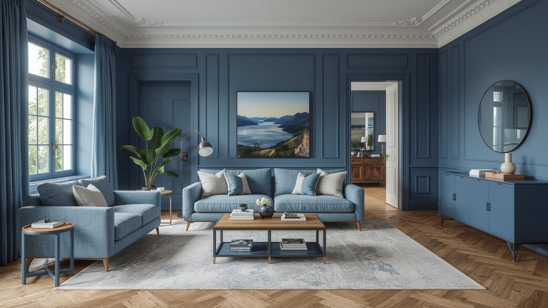 blauwe woonkamer inspiratie