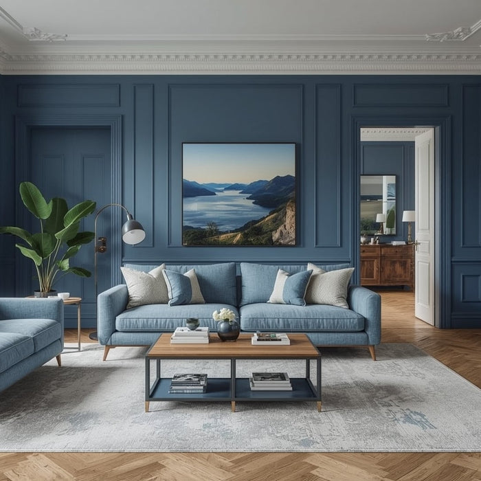 blauwe woonkamer inspiratie
