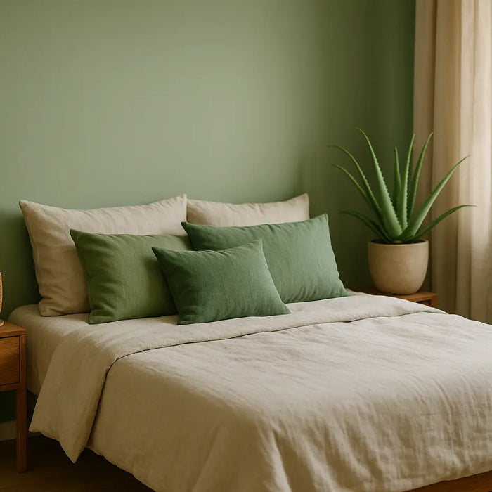 groene ingerichte slaapkamer