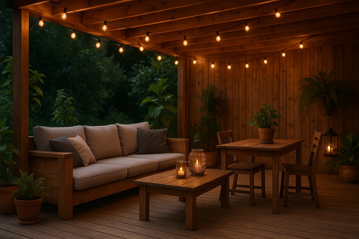 houten ingerichte veranda