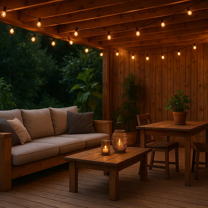 houten ingerichte veranda