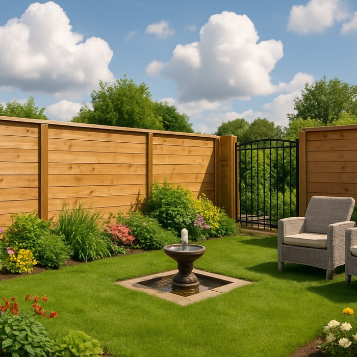 houten schutting in de tuin