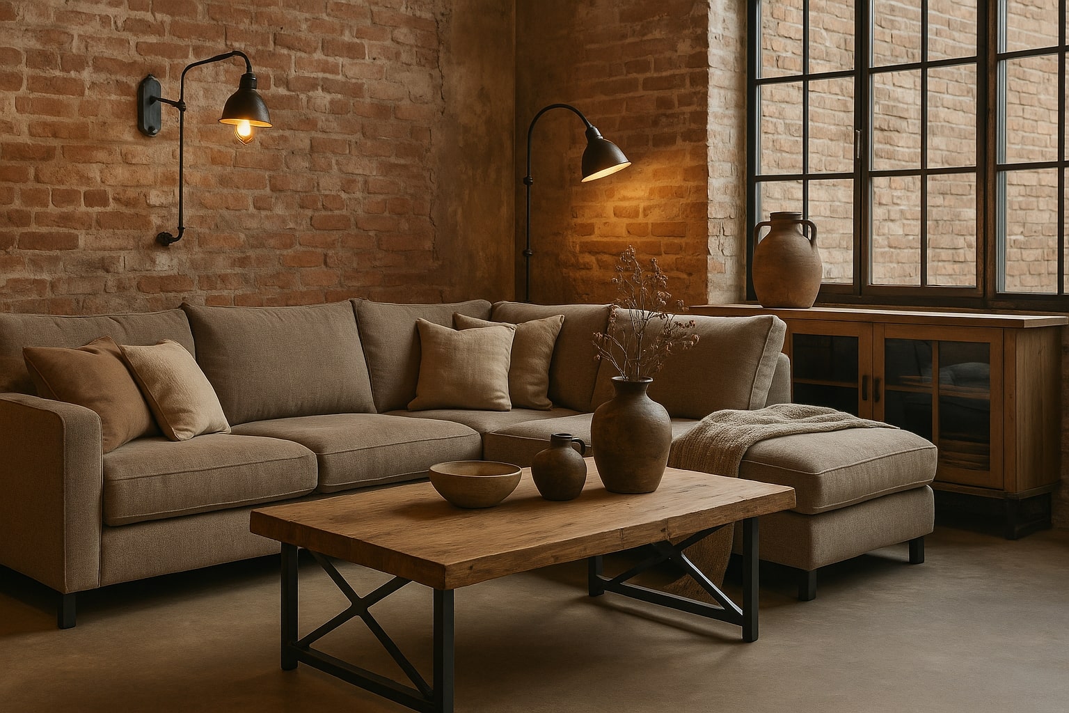industriele landelijke inrichting woonkamer