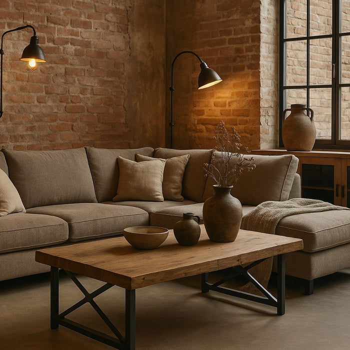 industriele landelijke inrichting woonkamer