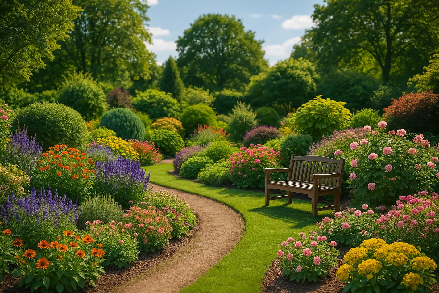 ingerichte tuin met planten