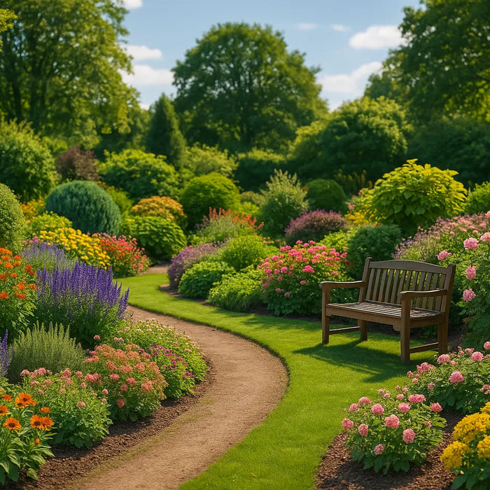 ingerichte tuin met planten