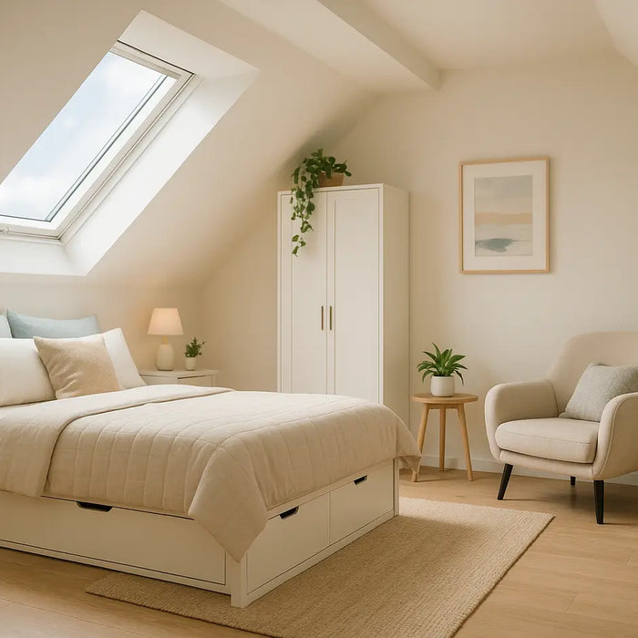 ingerichte zolder slaapkamer
