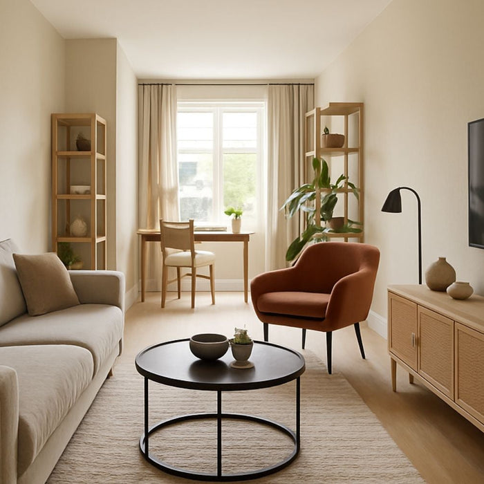 inrichting lange smalle woonkamer