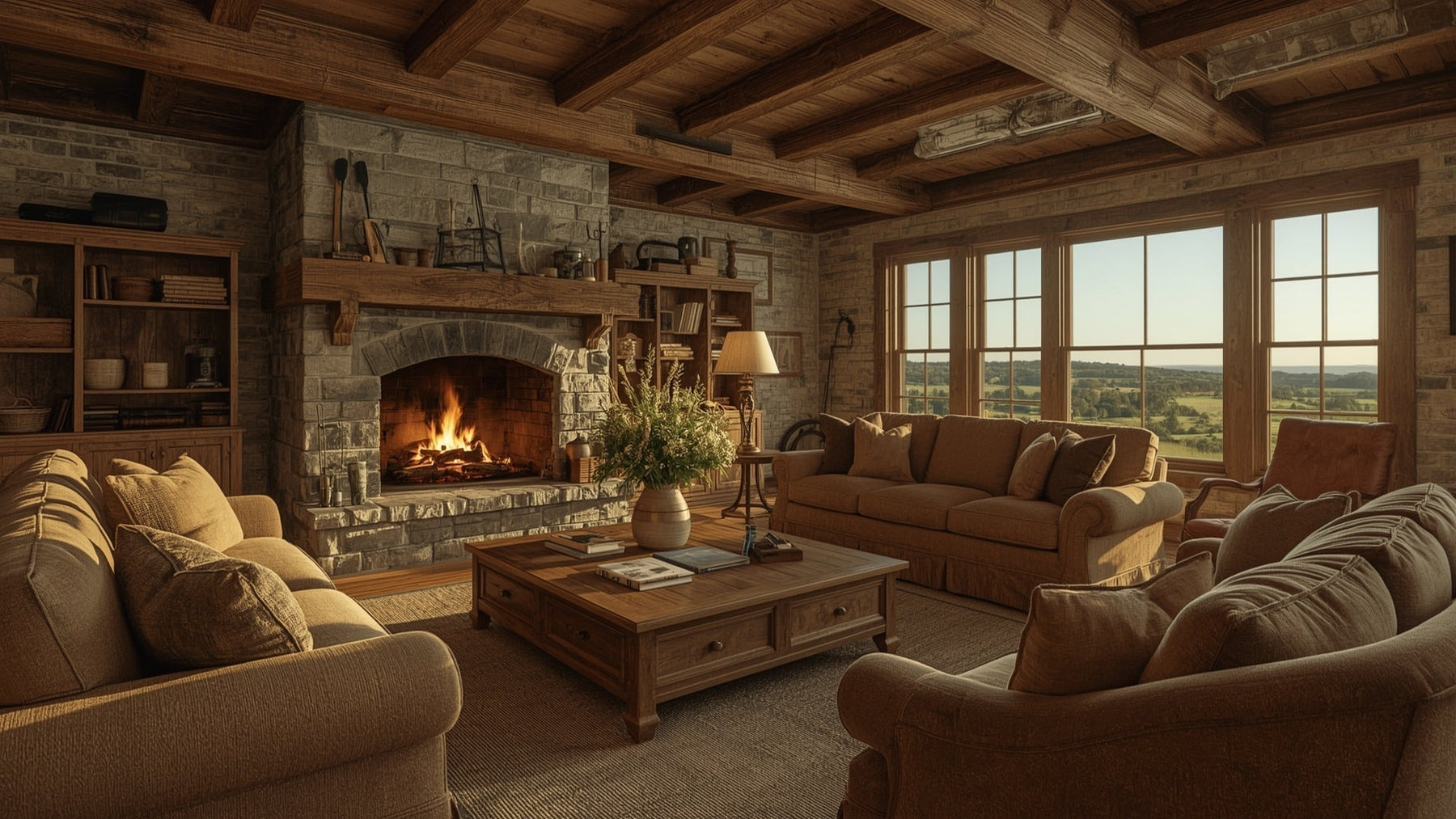 inrichting woonkamer boerderij