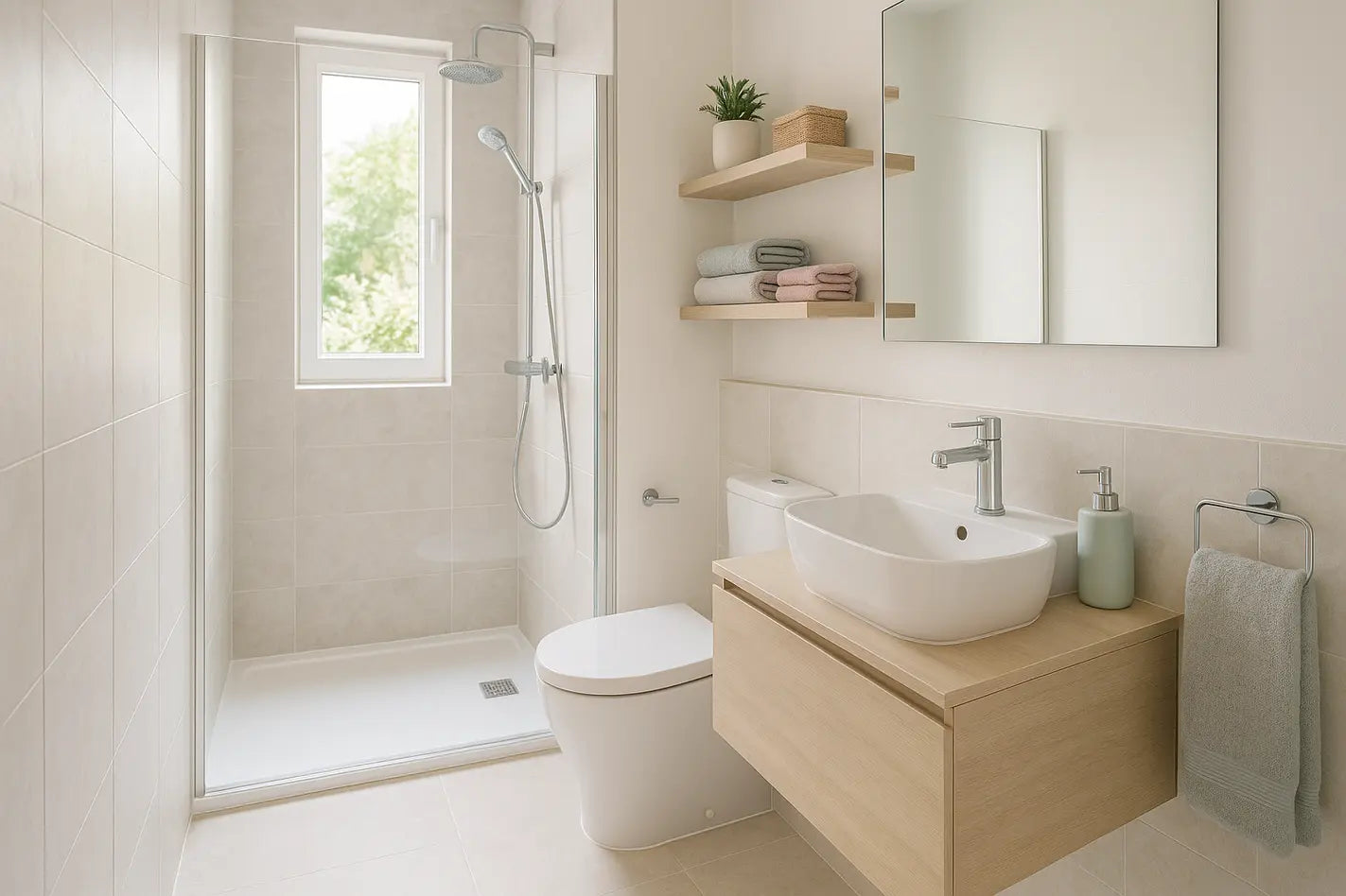 kleine ingerichte badkamer