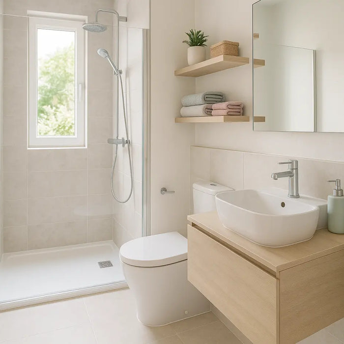 kleine ingerichte badkamer