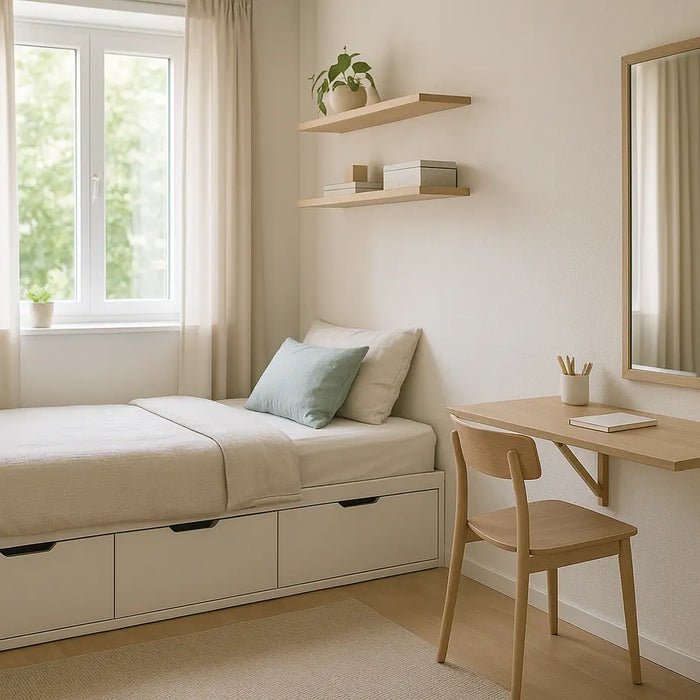 kleine ingerichte slaapkamer