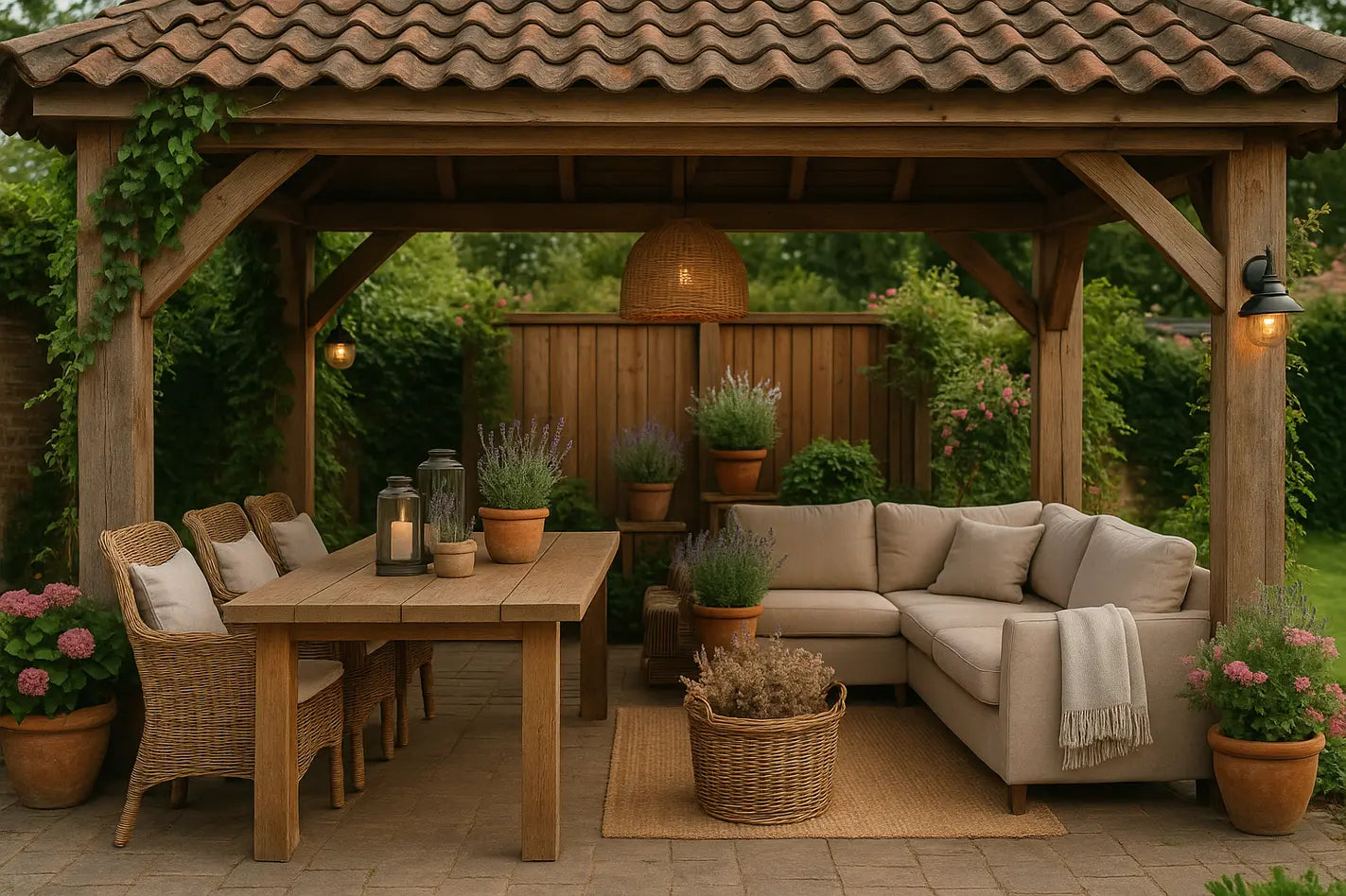 landelijk ingerichte overkapping