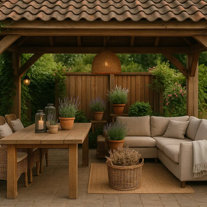 landelijk ingerichte overkapping