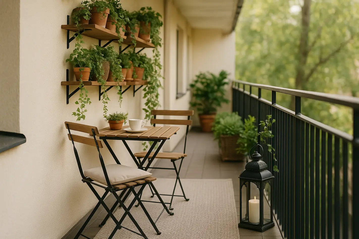 lang smal ingerichte balkon