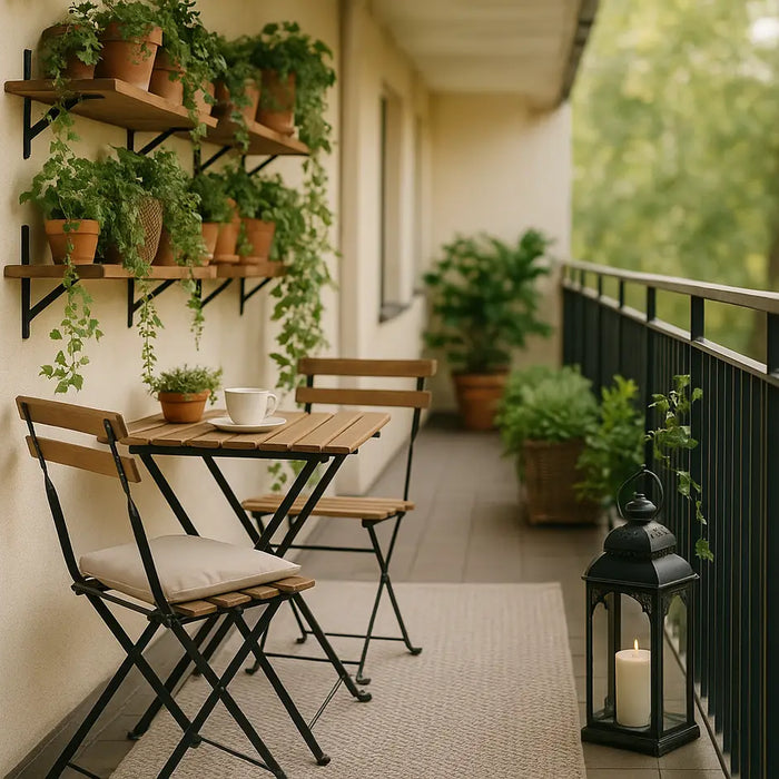 lang smal ingerichte balkon