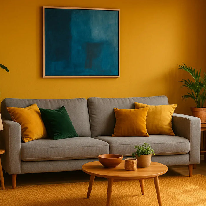 okergeel combineren woonkamer