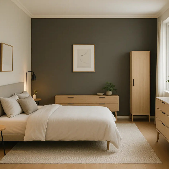 rechthoekig ingerichte slaapkamer