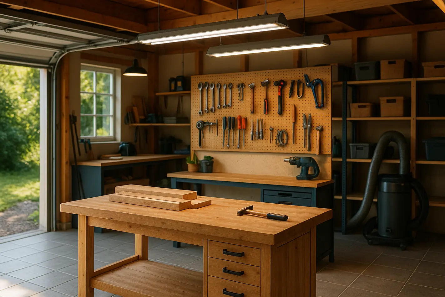 schuur als werkplaats ingericht