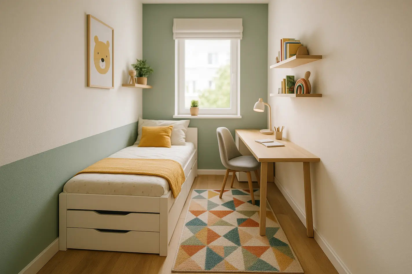 smalle ingerichte kinderkamer