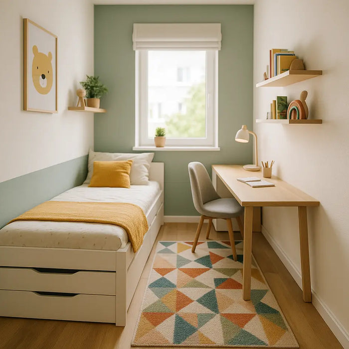 smalle ingerichte kinderkamer